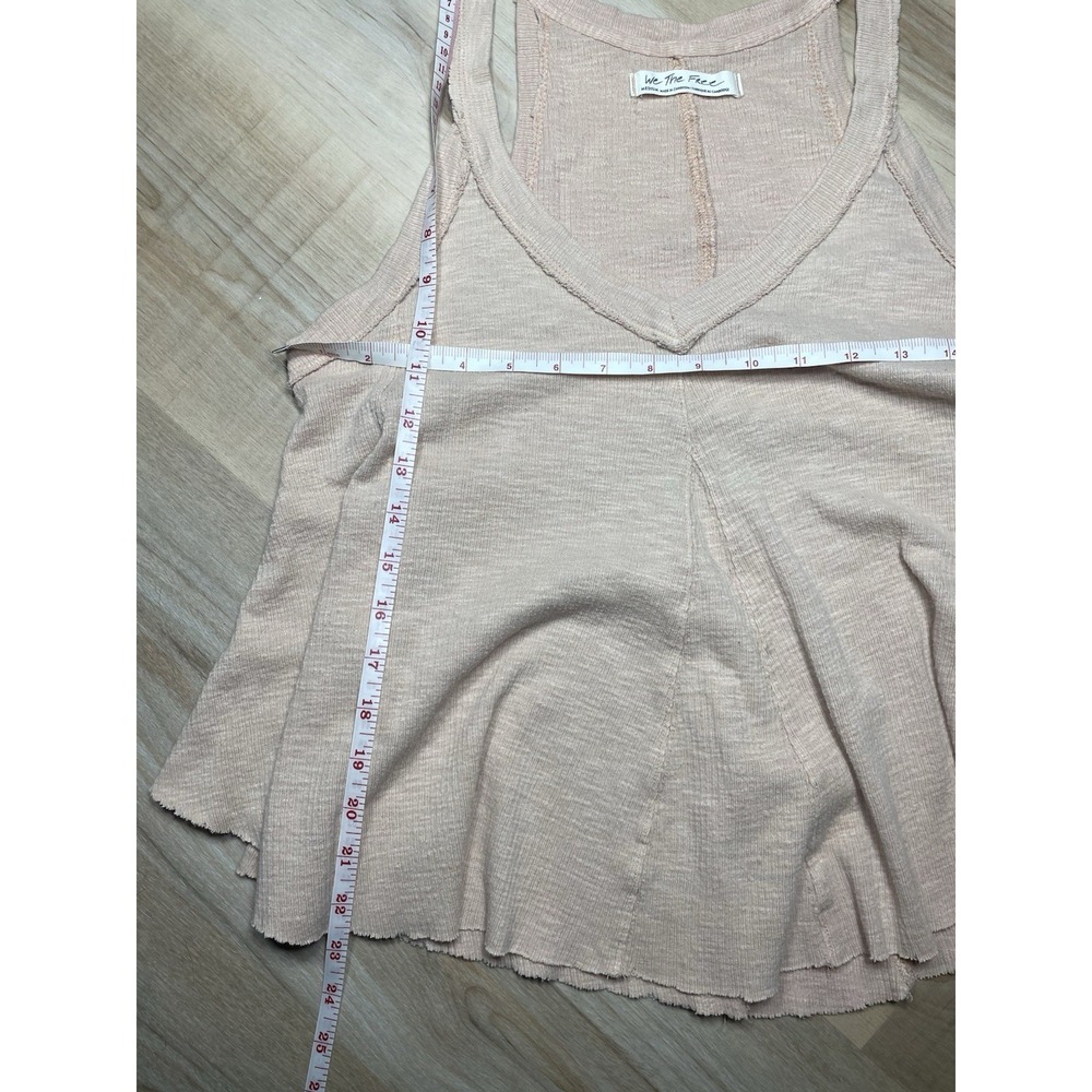 Free People We The Free Tank Top Womens Medium Peach Flowy Raw Hem Boho Knit - Picture 7 of 8